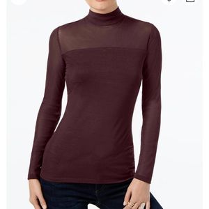 NWT INC Sheer Mock Turtleneck Top